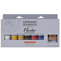 LEFRANC BOURGEOIS Coffret 6 tubes peinture vinylique extra fine ''Flashe'' + vernis liquide mat 120ml - produit supprimé à épuisement du stock