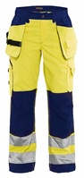 Damen High Vis Bundhose 7156 mit Werkzeugtaschen gelb/marineblau
