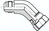 Zeichnung: Winkel-Verschraubung 45° mit JIC-Gewinde (innen/außen)