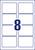 Hochglanz-Etiketten, A4, 88,9 x 63,5 mm, 10 Bogen/80 Etiketten, weiß
