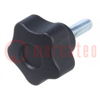 Knob; Ø: 25mm; Ext.thread: M5; 16mm; H: 19mm; technopolymer PA