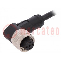 Cable de conexión; M12; PIN: 4; angular; 5m; enchufe; 250VAC; 4A