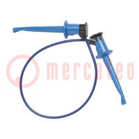 Test lead; 60VDC; 30VAC; 5A; clip-on hook probe,both sides; blue