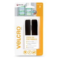 VELCRO® Klettband zum Aufkleben für Textilien, Haken & Flausch 19mm x 60cm Schwarz