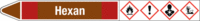 Rohrmarkierer mit Gefahrenpiktogramm - Hexan, Rot/Braun, 2.6 x 25 cm, Seton