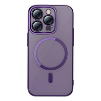 BASEUS FUNDA MAGNÉTICA CON PURPURINA PARA IPHONE 14 PRO (MORADO) + VIDRIO TEMPLADO + KIT DE LIMPIEZA