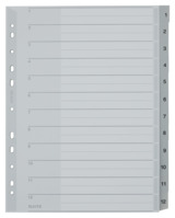 Plastikregister 1-12, A4, PP, 12 Blatt, grau