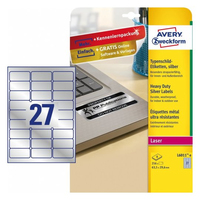 Avery L6011-8 printeretiket Zilver Zelfklevend printerlabel