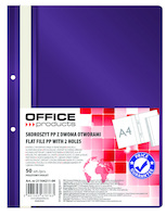 Skoroszyt OFFICE PRODUCTS, PP, A4, 2 otwory, 100/170mikr., wpinany, fioletowy