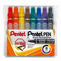 Marcatore permanente Pentel Pen N50 punta conica 4.3 mm assortiti 8 pezzi - N50-8