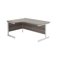 Jemini Radial LH Desk 1600x1200mm Grey Oak/White KF822701