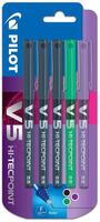 Pilot V5 Hi-Tecpoint Liquid Ink Rollerball Pen 0.5mm Tip 0.3mm Line 3 x (Pack 5)