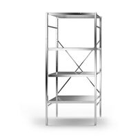 Stainless steel boltless shelf unit, 4 smooth shelves