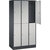 Armario guardarropa de acero de dos pisos INTRO, A x P 920 x 500 mm, 6 compartimentos, cuerpo gris negruzco, puertas en aluminio blanco.