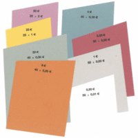 Handrollpapier 2€-0,01€ je 50 Blatt farbig sortiert