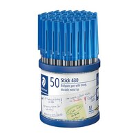 Staedtler Stick 430 Ballpoint Pen Medium Blue (Pack of 50) 430-M3