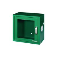Indoor defibrillator cabinet with alarm
