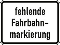 Verkehrszeichen VZ 1007-39 fehlende Fahrbahnmarkierung, 562 x 750, Alform, RA 1