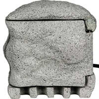 Outdoor Energieverteiler PIEDRA, IP44, 4-fach, 250V / 10A, 1150W, mit Funkfernbedienung (Reichweite max. 30m), Steinoptik grau