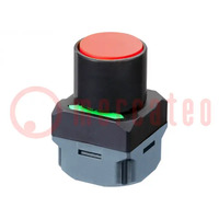 Switch: push-button; 22mm; red; flat; Ø: 34.4mm; Colour: black