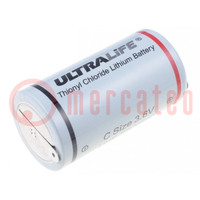 Batterij: lithium; 3,6V; C; 6500mAh; Ø26,2x50mm; soldeerplaatjes