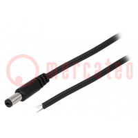 Cable; 2x0.5mm2; wires,DC 5,5/1,7 plug; straight; black; 1.5m