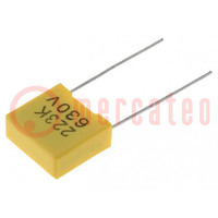 Capacitor: polyester; 22nF; 630VDC; 10mm; ±10%; 13x6x12mm; THT