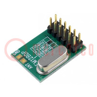 Module: RF; FM transceiver; FSK; 433.92MHz; SPI; -105dBm; 5dBm; THT