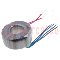 Transformer: toroidal; 300VA; 230VAC; 30V; 30V; 5A; 5A; Leads: cables