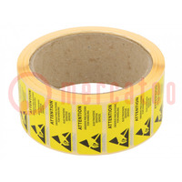 Self-adhesive label; ESD; 16x38mm; 1000pcs; reel; yellow-black