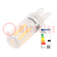 Lámpara LED; blanco caliente; G9; 230VAC; 570lm; P: 4,8W; 3000K