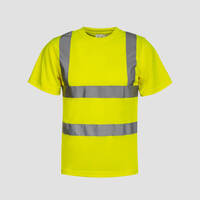 Korntex Warnschutz T-Shirt fluoreszierend gelb mit vier 5 cm breiten Reflexstreifen (Quer- und Längsstreifen) Version: XL - Größe XL