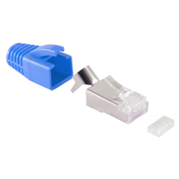 RJ45 Stekker met Blauwe Tule - CAT5 en CAT6 - Per stuk - 8P8C - STP - Trekontlasting