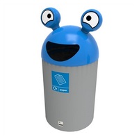 SpaceBuddy Alien Recycling Bin - 84 Litre - Paper - Blue Lid - Sad Aperture - No Liner