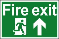 Spectrum Industrial Fire Exit RM Arrow Up S/A PVC Sign 300x200mm 1505