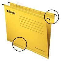 Esselte Classic Foolscap Suspension File Board 15mm V Base Yellow (Pack 25)