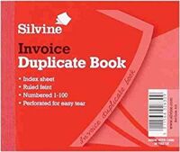 Silvine 102x127mm Duplicate Invoice Book Carbon Ruled 1-100 Taped Cloth(Pack 12)