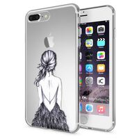 NALIA Custodia compatibile con iPhone 8 Plus / 7 Plus, Cover Protezione Silicone Trasparente Sottile Case, Gomma Morbido Cellulare Slim Protettiva Bumper Bird Princess