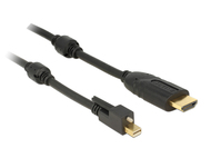 Kabel mini Displayport 1.2 Stecker mit Schraube an HDMI Stecker 4K Aktiv schwarz 3m, Delock® [83731]