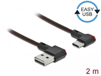 EASY-USB 2.0 Kabel Typ-A Stecker zu USB Type-C™ Stecker gewinkelt links / rechts 2 m schwarz, Delock