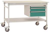 Manuflex BB5381.0001 Komplett BASIS oldalsó asztal melamin tetején + háztartással, szélesség x magasság: 1500 x 800 x 850 mm Szürke, Zöld