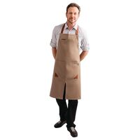 Bragard Fileas Apron in Taupe 60% Cotton / 40% Polyester with Stud Fastening