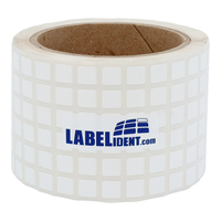 Thermotransfer-Etiketten 9 x 9 mm, weiß, 10.000 wetterfeste Folienetiketten auf 1 Rolle/n, 3 Zoll (76,2 mm) Kern, Polyesteretiketten permanent