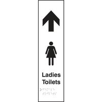 Ladies toilets arrow up sign