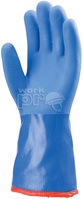 Kesztyű érdesített PVC bolyhos téli béléssel kék 9