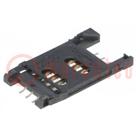 Connector: for cards; SIM; with hinged holder; SMT; PIN: 6; 2.5mm