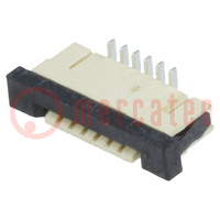 Connector: FFC/FPC; verticaal; PIN: 6; ZIF; SMT; 0,5A; 30mΩ; -40÷85°C