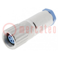 Connector: M9; plug; female; Plating: gold-plated; Urated: 60V; IP65