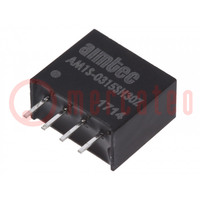 Converter: DC/DC; 1W; Uin: 2.97÷3.63V; Uout: 15VDC; Iout: 67mA; SIP4