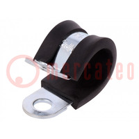Fixing clamp; ØBundle : 14mm; W: 15mm; steel; Cover material: EPDM